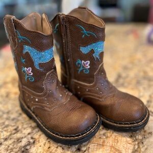 Girls Roper Sparkly Horse Cowboy Boots Light up!